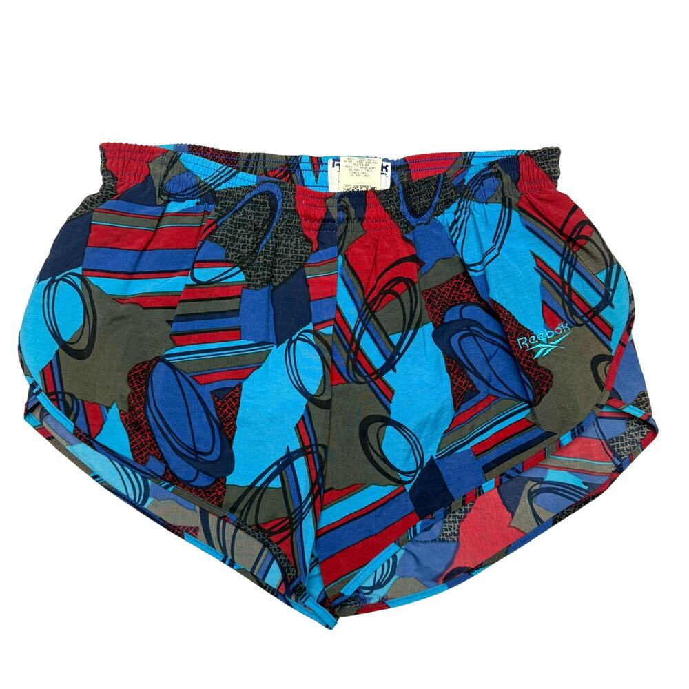Vintage 90s Reebok Running Shorts Men's Small Abstract Geometric Gym Sprinter